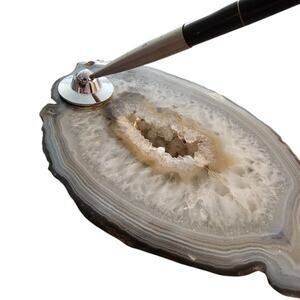 Vintage Mid Century Agate geode Desk Top Pen Pencil Holder with Pen